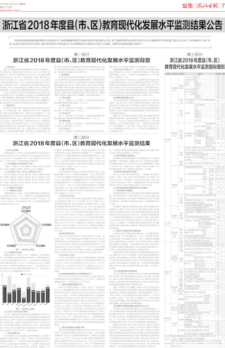 浙江省2018年度县（市、区）教育现代化发展水平监测结果公告（大）